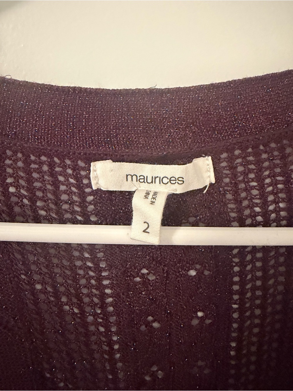Maurices Plum Open-Front Knit Cardigan with Subtle Sparkle - Picture 2 of 2